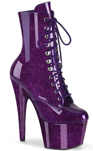 ADORE-1020GP Purple Glitter Patent Ankle Boots