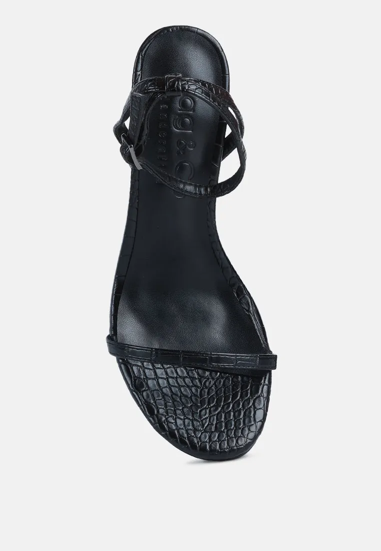 BLONDES Black Croc High Heeled Sandal