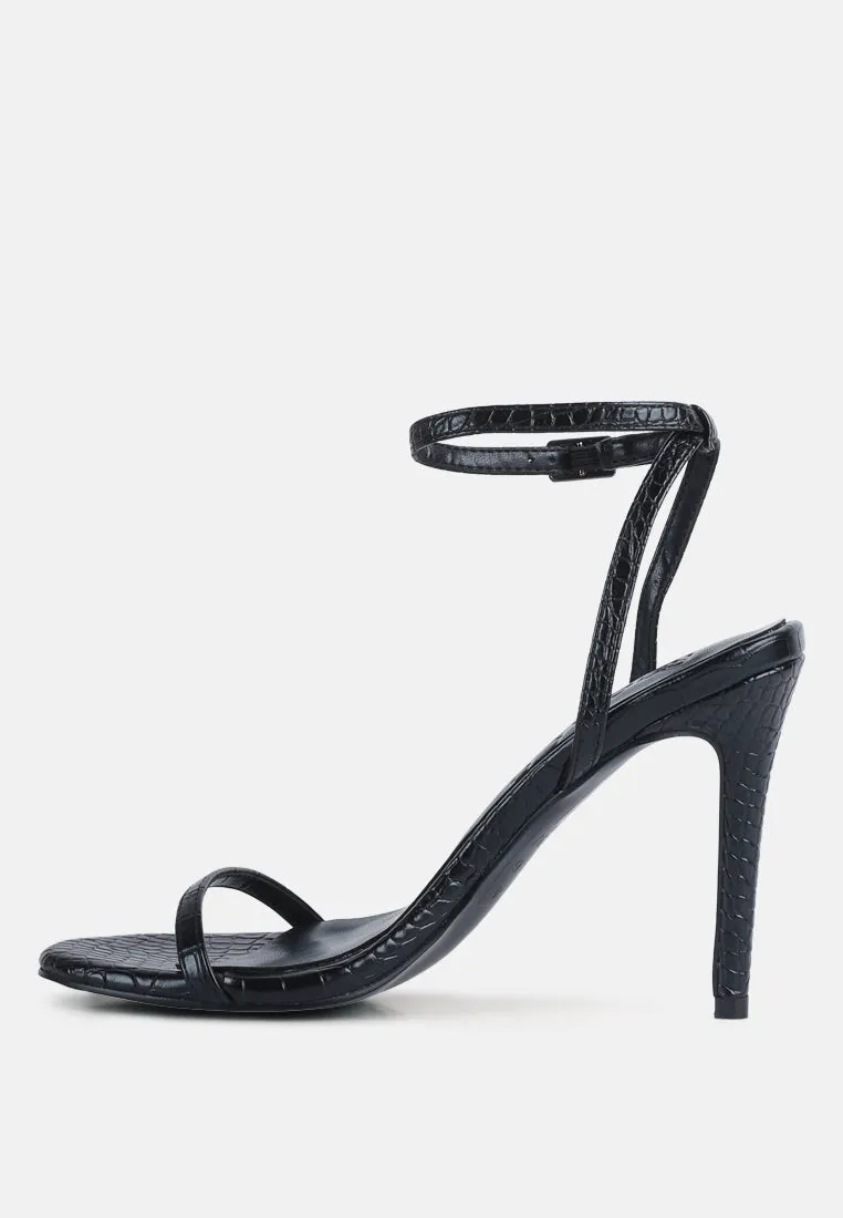 BLONDES Black Croc High Heeled Sandal