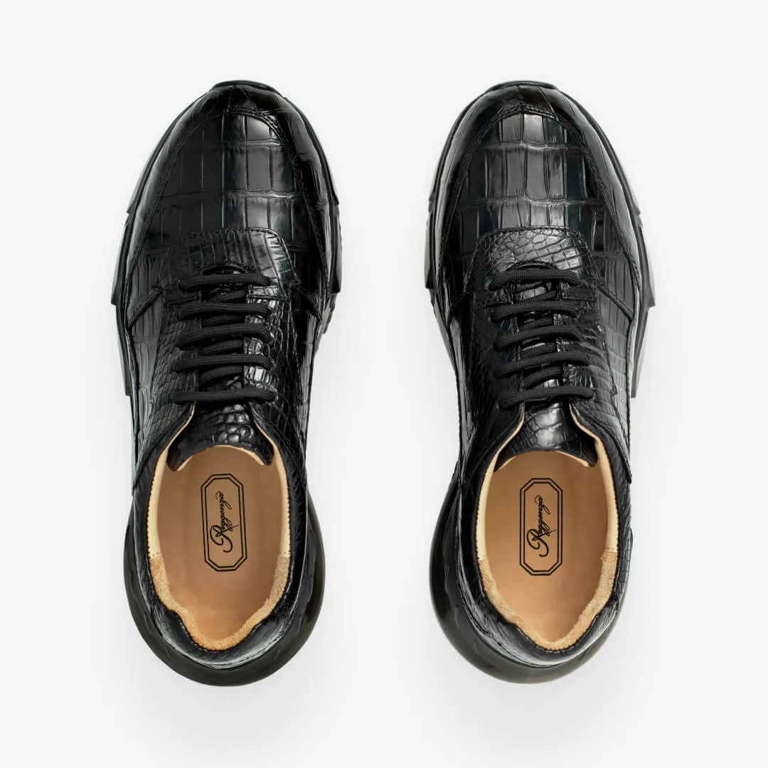 Crocodile Leather & Premium Leather Runner Sneakers