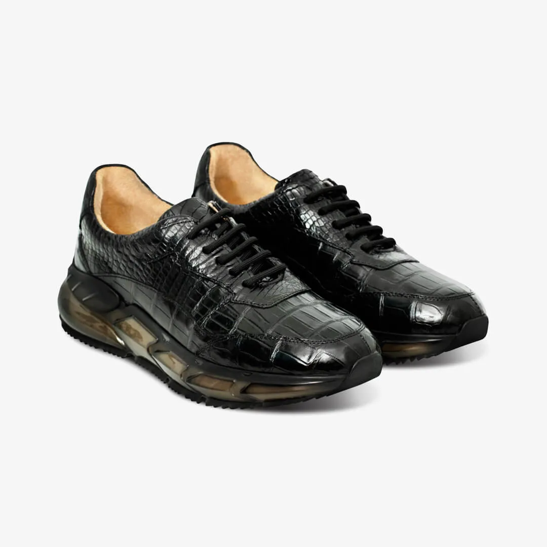 Crocodile Leather & Premium Leather Runner Sneakers