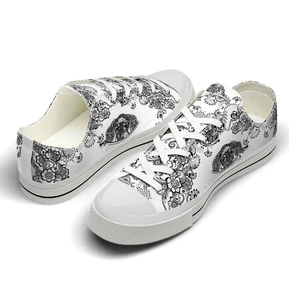 Dachshund Zipper Mandala Low Top Shoes - Happy International Dog Day Canvas Sneaker, Dog Printed Shoes, Canvas Shoes For Men, Women