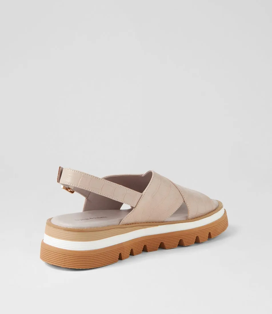 Django & Juliette - Sandals - Sasi - Almond / Croc Leather