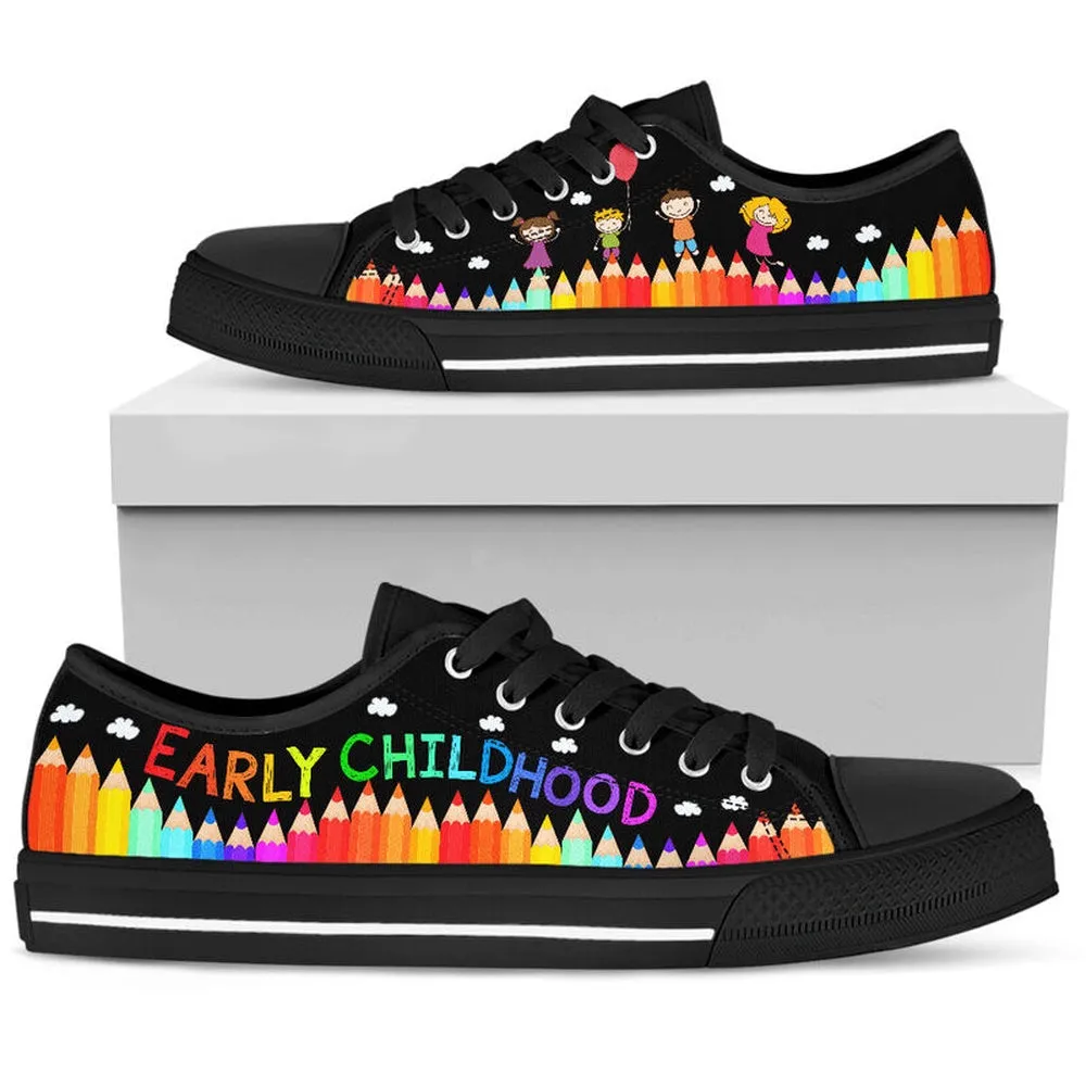 Early Childhood Abc Black Low Top Shoes, Teacher Shoes, Low Top Sneakers