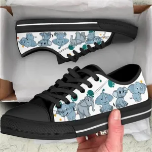 Elephant Adorable Canvas Low Top Shoes, Animal Print Canvas Shoes, Print On Canvas Shoes