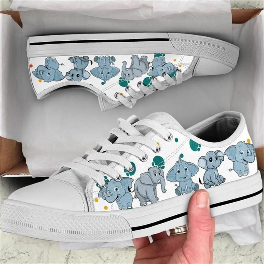 Elephant Adorable Canvas Low Top Shoes, Animal Print Canvas Shoes, Print On Canvas Shoes