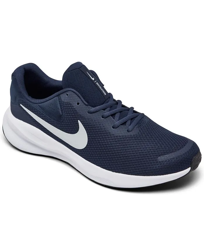 Finish Line Nike Men's Revolution 7 Running Shoe, Navy, Pure Platinum