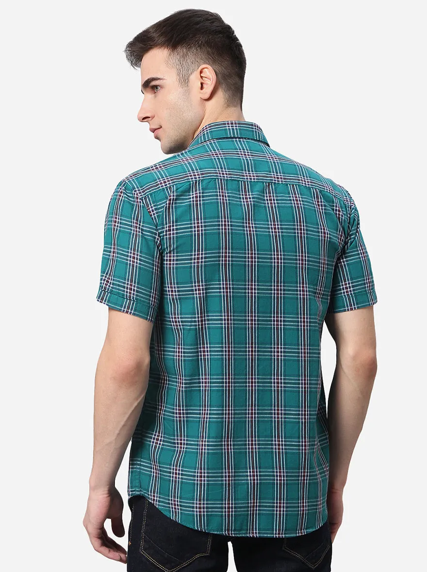 Green Checked Classic Fit Casual Shirt | Greenfibre