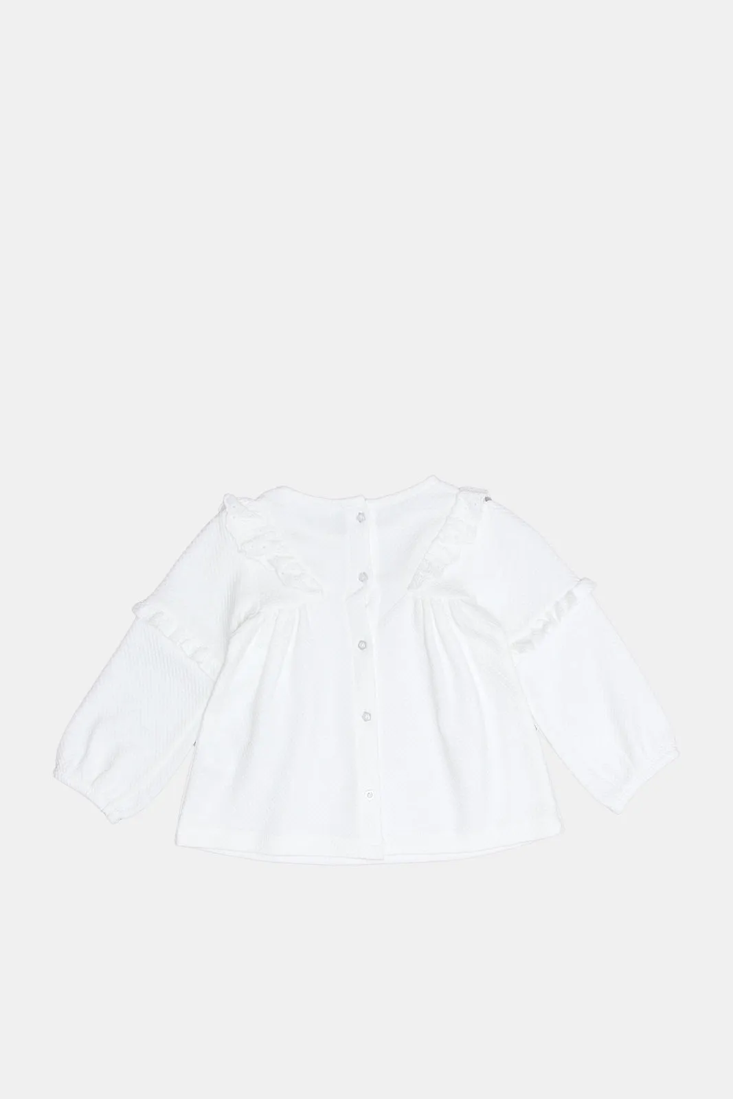 Infant Girls Ivory Jacquard Blouse