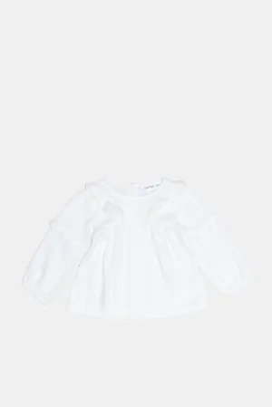 Infant Girls Ivory Jacquard Blouse