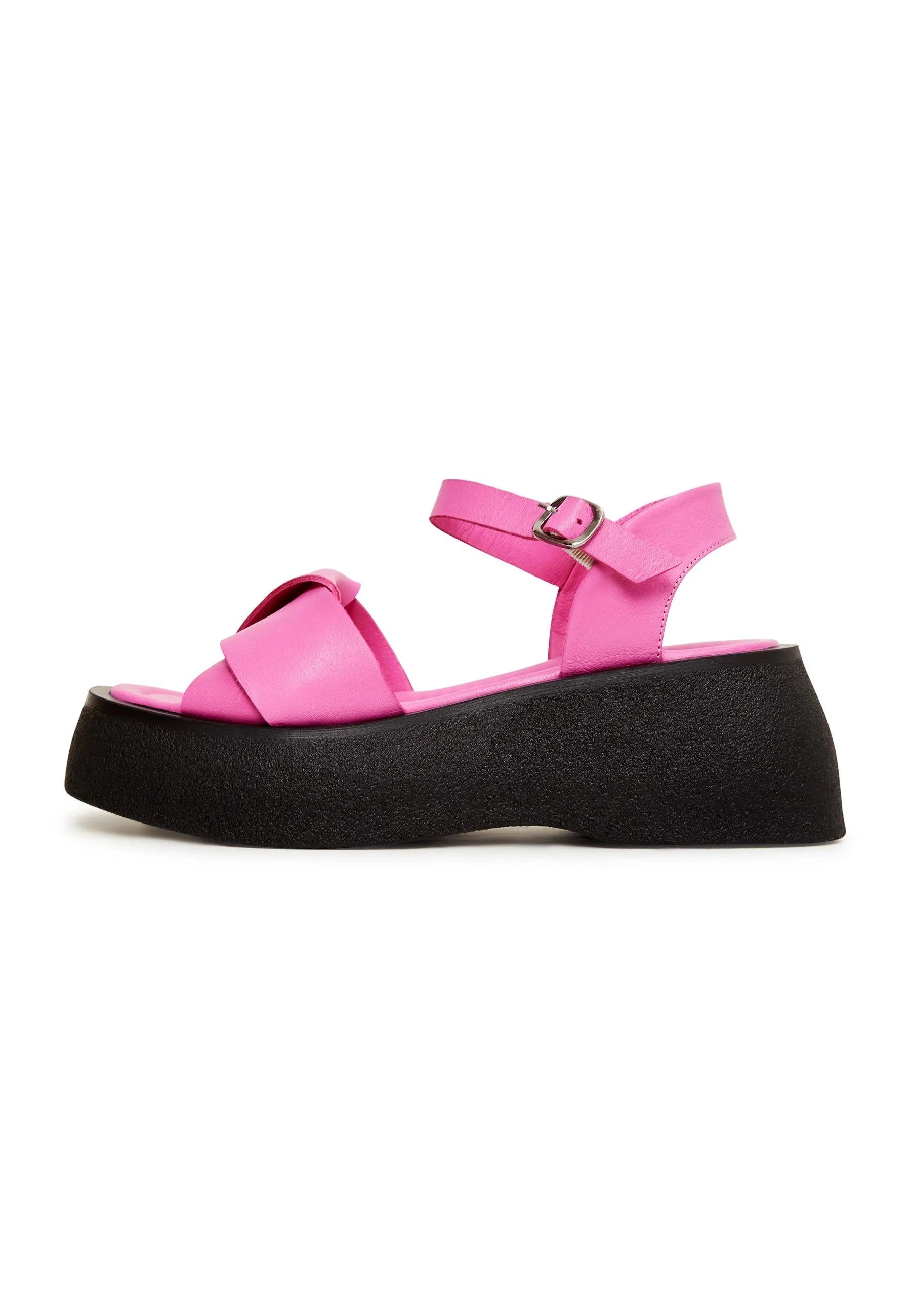 Leather Platform Sandals - Fuchsia