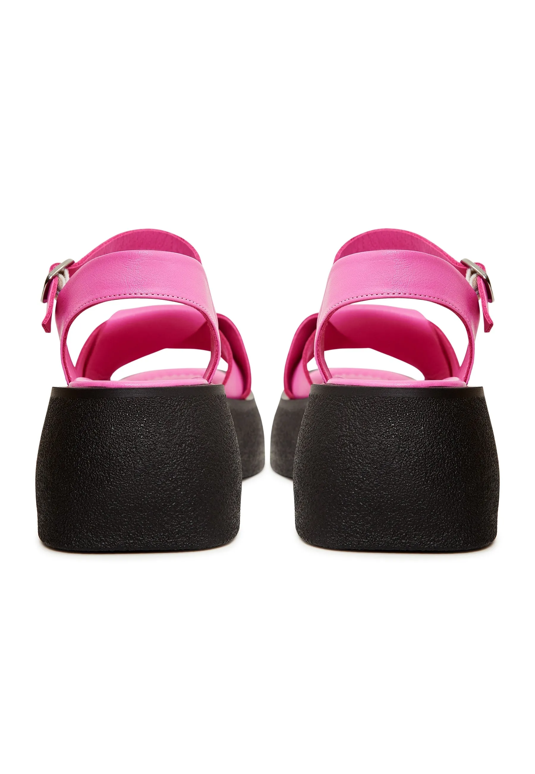 Leather Platform Sandals - Fuchsia