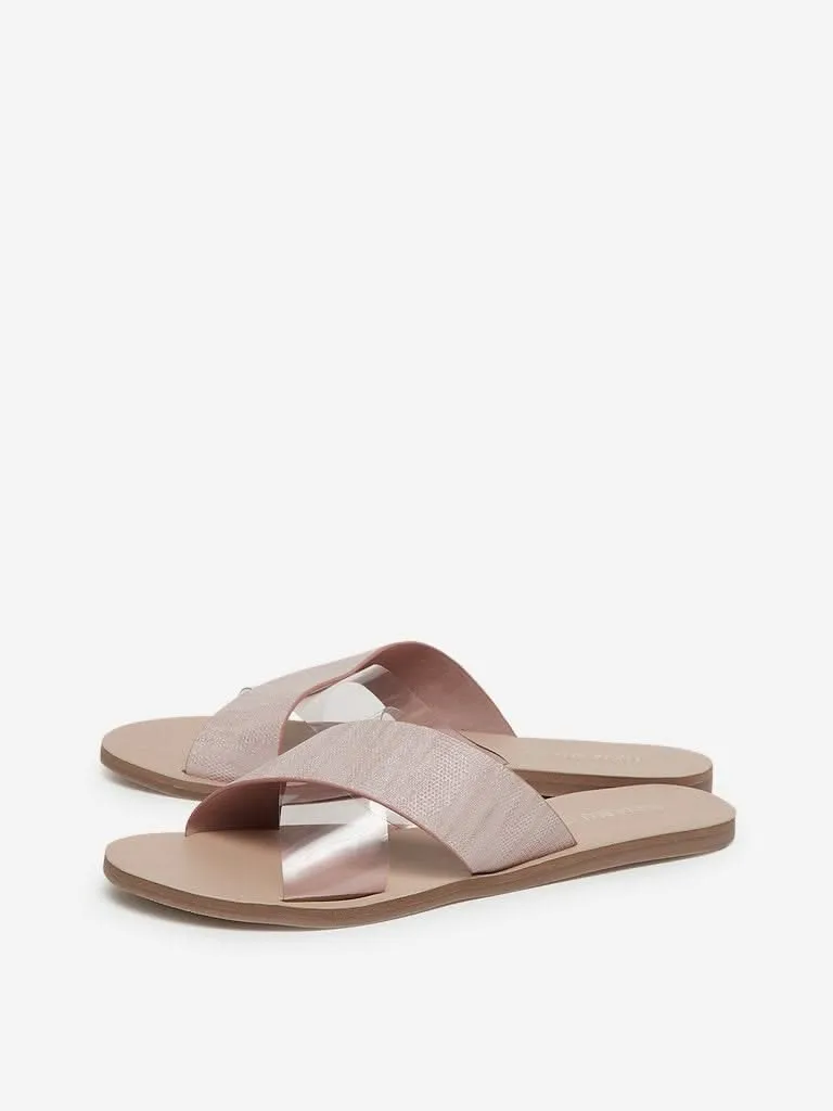 LUNA BLU Peach Criss-Cross Strap Sandals