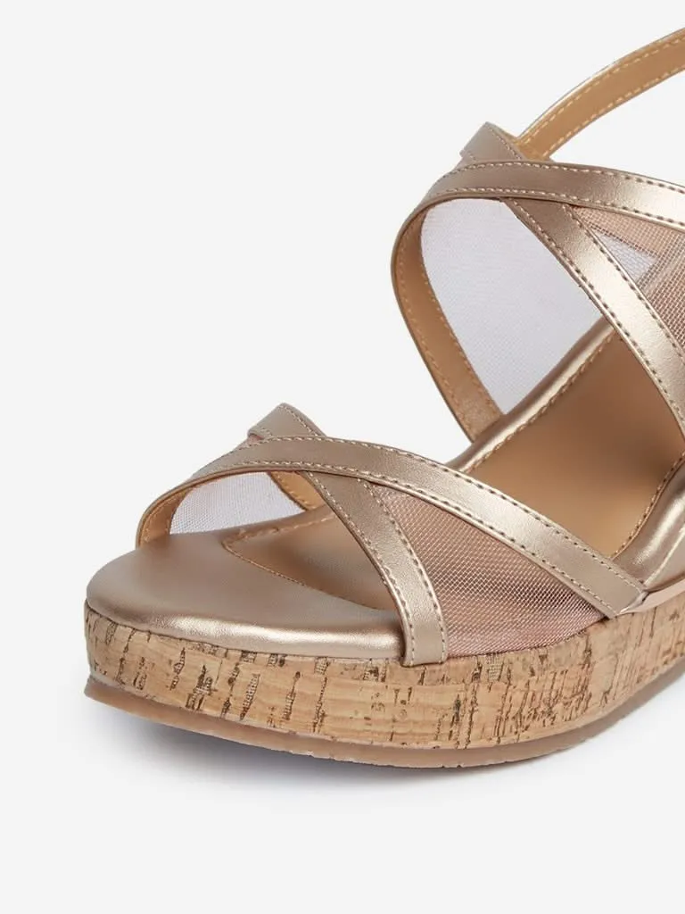 LUNA BLU Rose Gold Wedge-Heeled Sandals