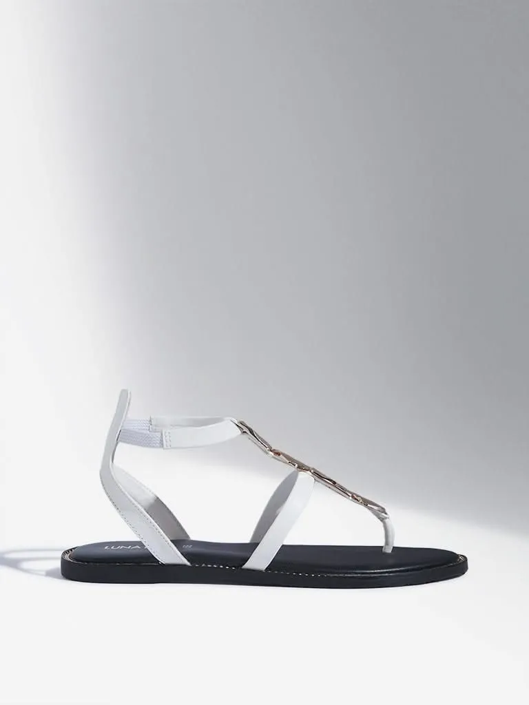 LUNA BLU White Hardware Detailed Gladiator Sandals