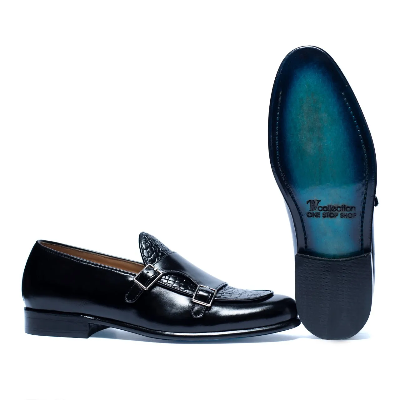 Men's Double monk strap upper pattren leather -TnV Collection