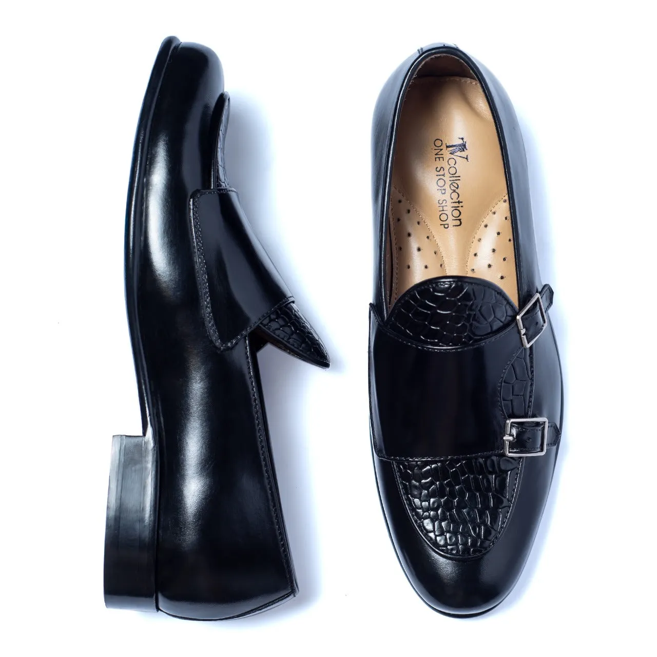 Men's Double monk strap upper pattren leather -TnV Collection