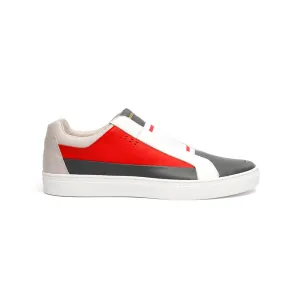 Men's King White Red Gray Leather Sneakers 04292-810