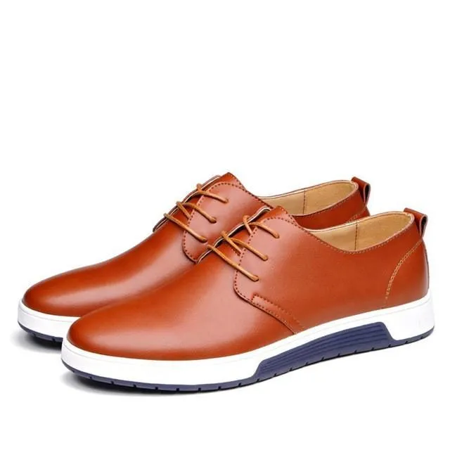 Mens Street Style Casual Leather Shoes in Brown