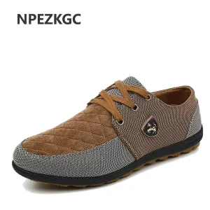 NPEZKGC 2017 NEW Fashion Breathable brand Swede Canvas casual men's shoe matching flat shoes Men shoes size 39-45