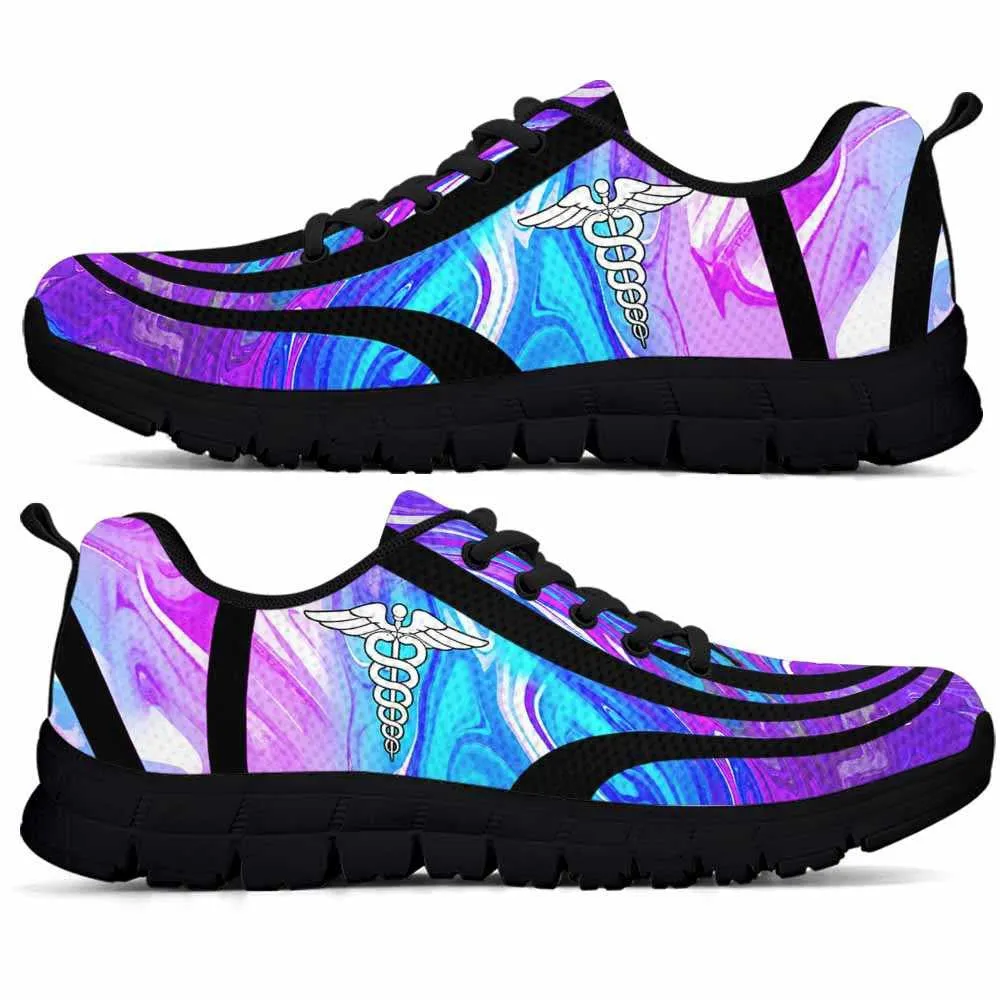 Nurse Sneaker, Nurse Sneakers Gym Running Shoes, Gift For Women And Men, Blue Purple Wave Shoes, Best Shoes For Nurses