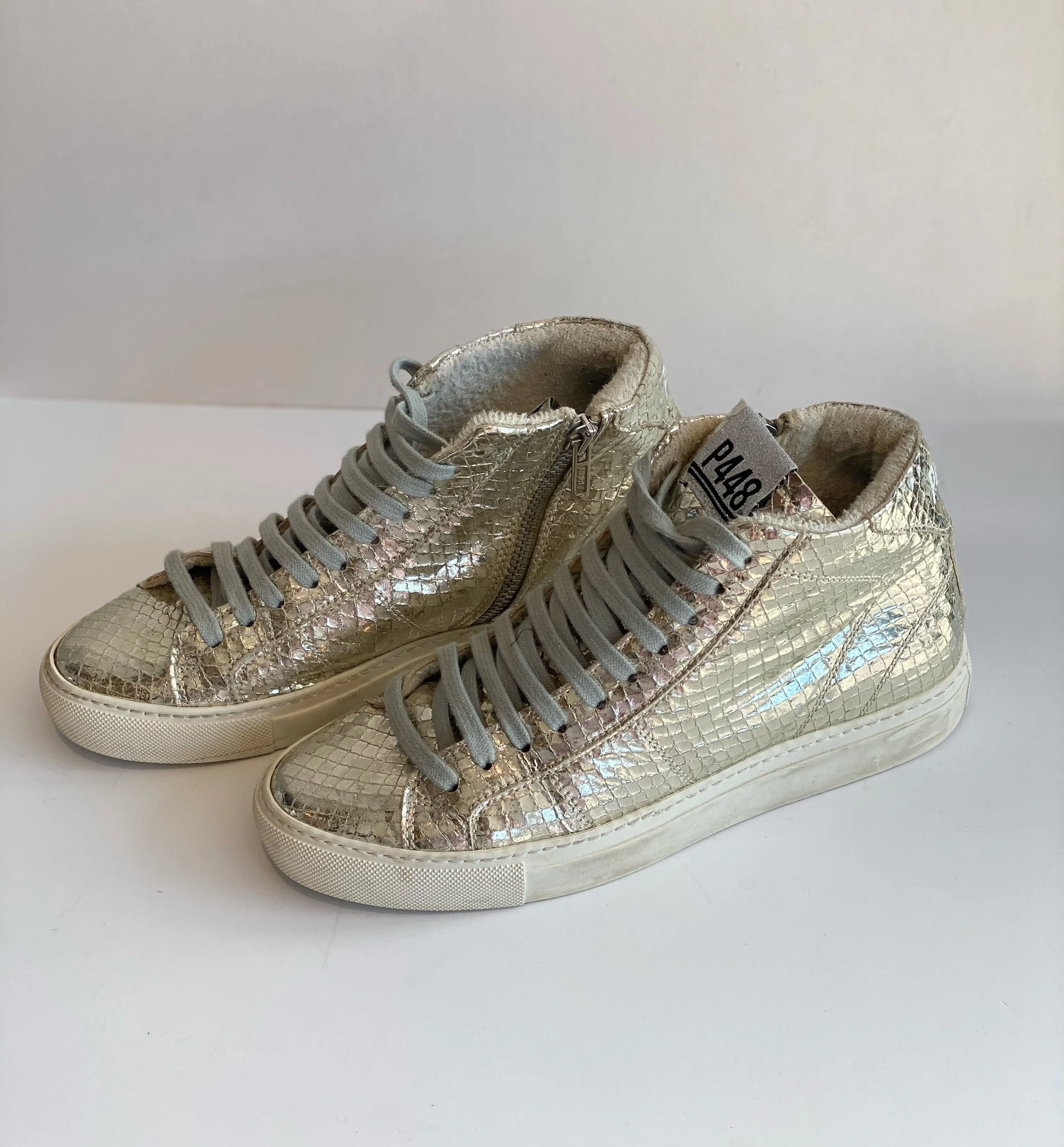 P448 High Top Metallic Sneakers