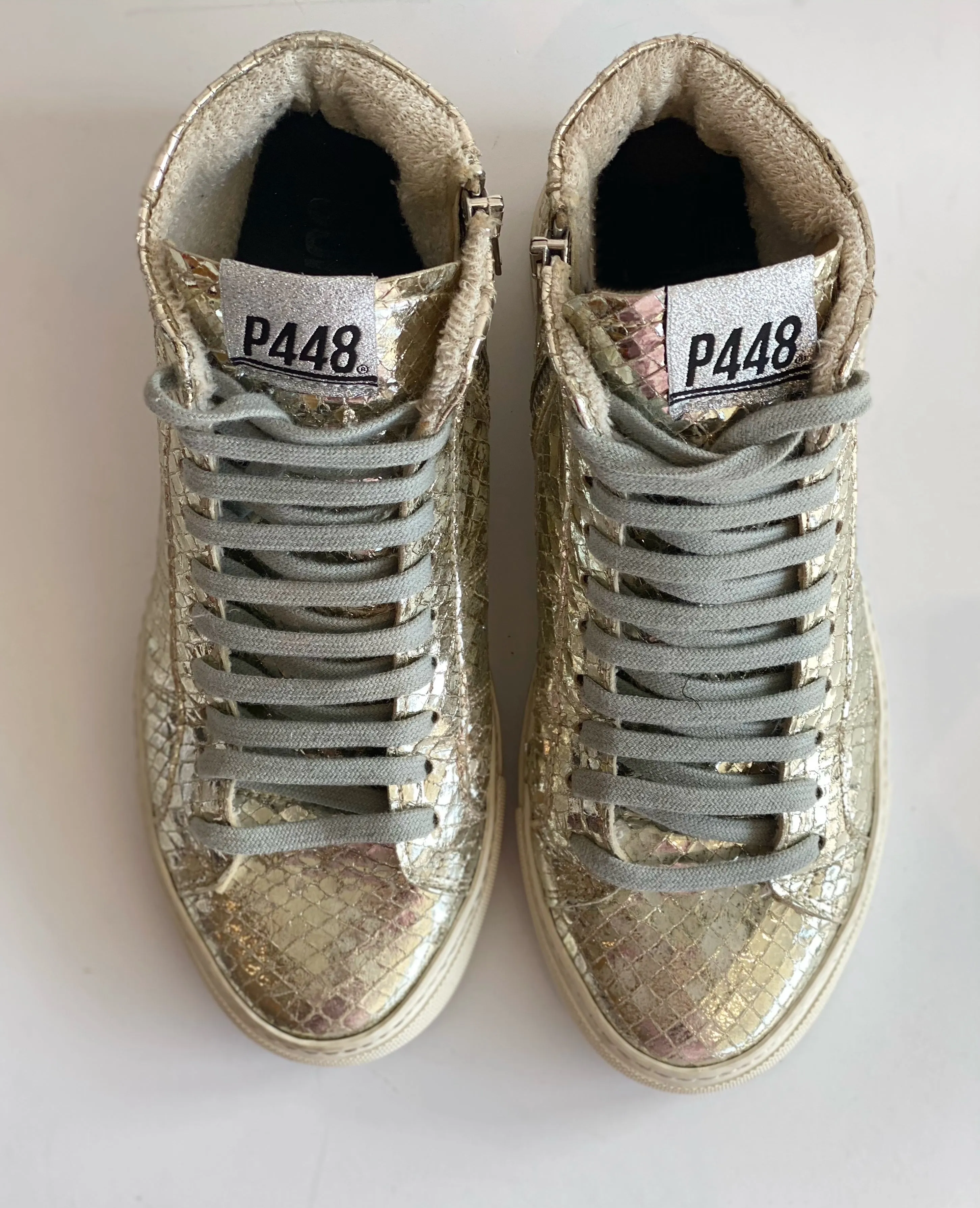 P448 High Top Metallic Sneakers