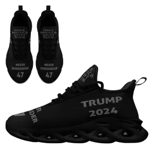 Personalized Dark MAGA Sneakers, Custom Never Surrender Shoes, Support for Trump Maxsoul Shoes