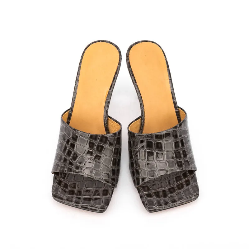 Pre Order:  Croc Square Toe Mule Sandals