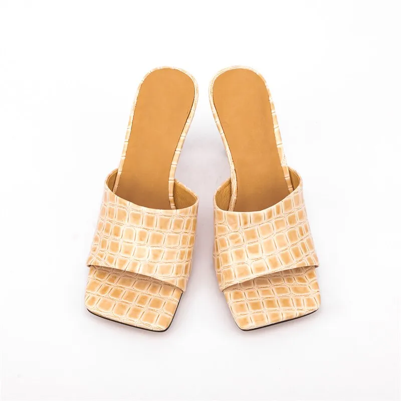 Pre Order:  Croc Square Toe Mule Sandals