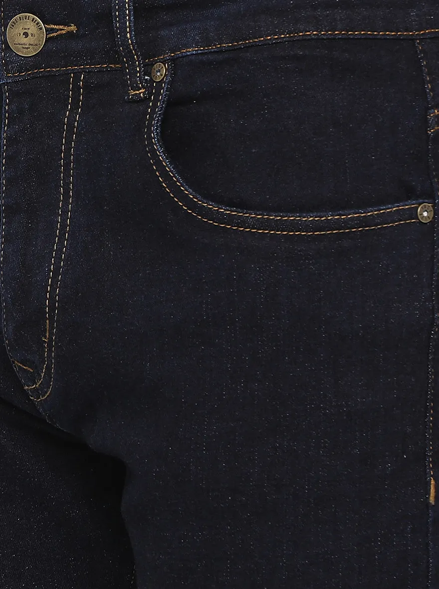 Raw Blue Solid Straight Fit Jeans | JadeBlue