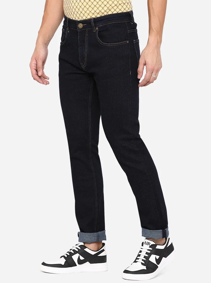 Raw Blue Solid Straight Fit Jeans | JadeBlue