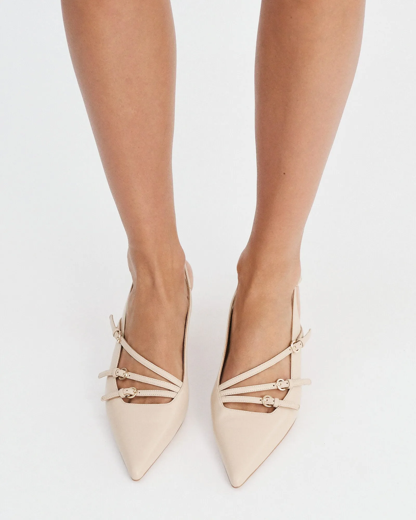 REVOLVE MID HEELS SAND LEATHER