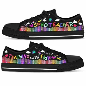 School Sped Teacher Teaching With Flair Low Top Shoes, Teacher Shoes, Low Top Sneakers