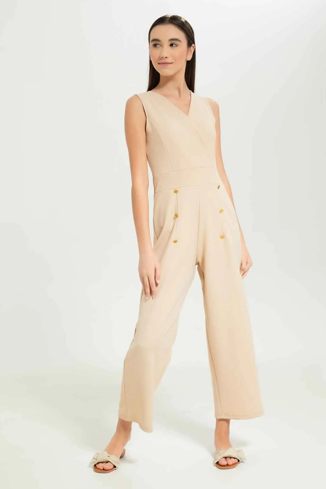 Senior Girls Beige Jumpsuit