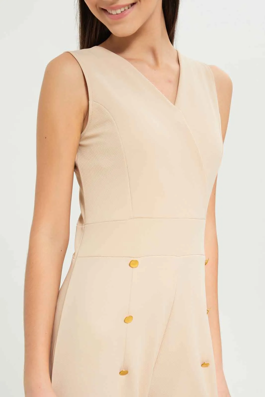 Senior Girls Beige Jumpsuit