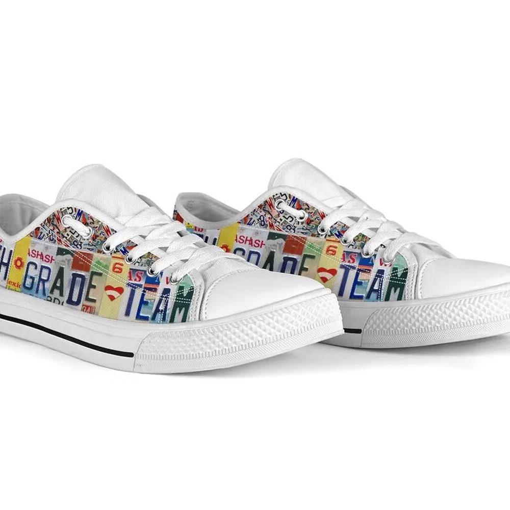 Sixth Grade Team License Plates Low Top Shoes, Teacher Shoes, Low Top Sneakers