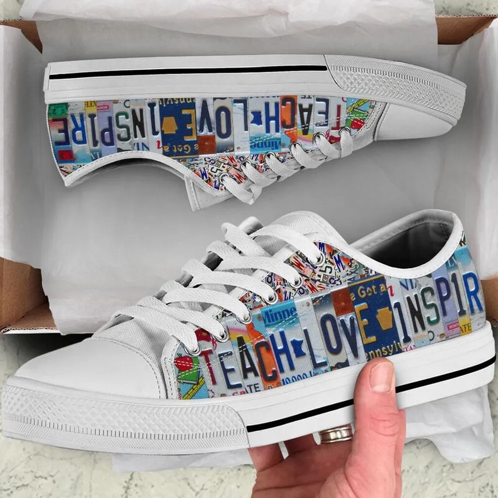 Sixth Grade Team License Plates Low Top Shoes, Teacher Shoes, Low Top Sneakers