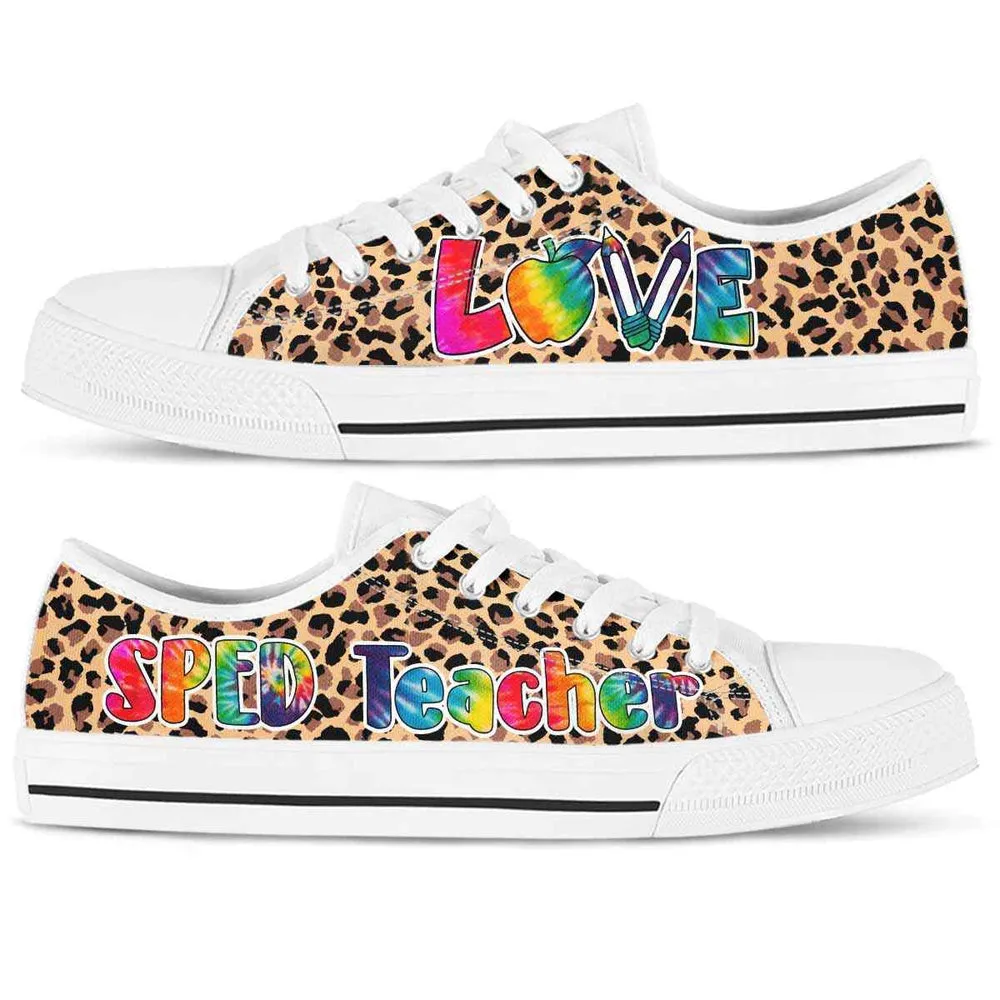 Sped Teacher Leopard Love Low Top Shoes, Teacher Shoes, Low Top Sneakers