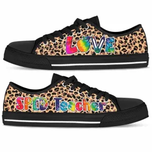 Sped Teacher Leopard Love Low Top Shoes, Teacher Shoes, Low Top Sneakers