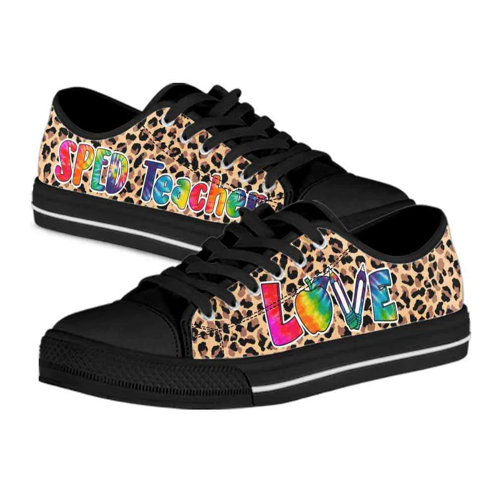 Sped Teacher Leopard Love Low Top Shoes, Teacher Shoes, Low Top Sneakers