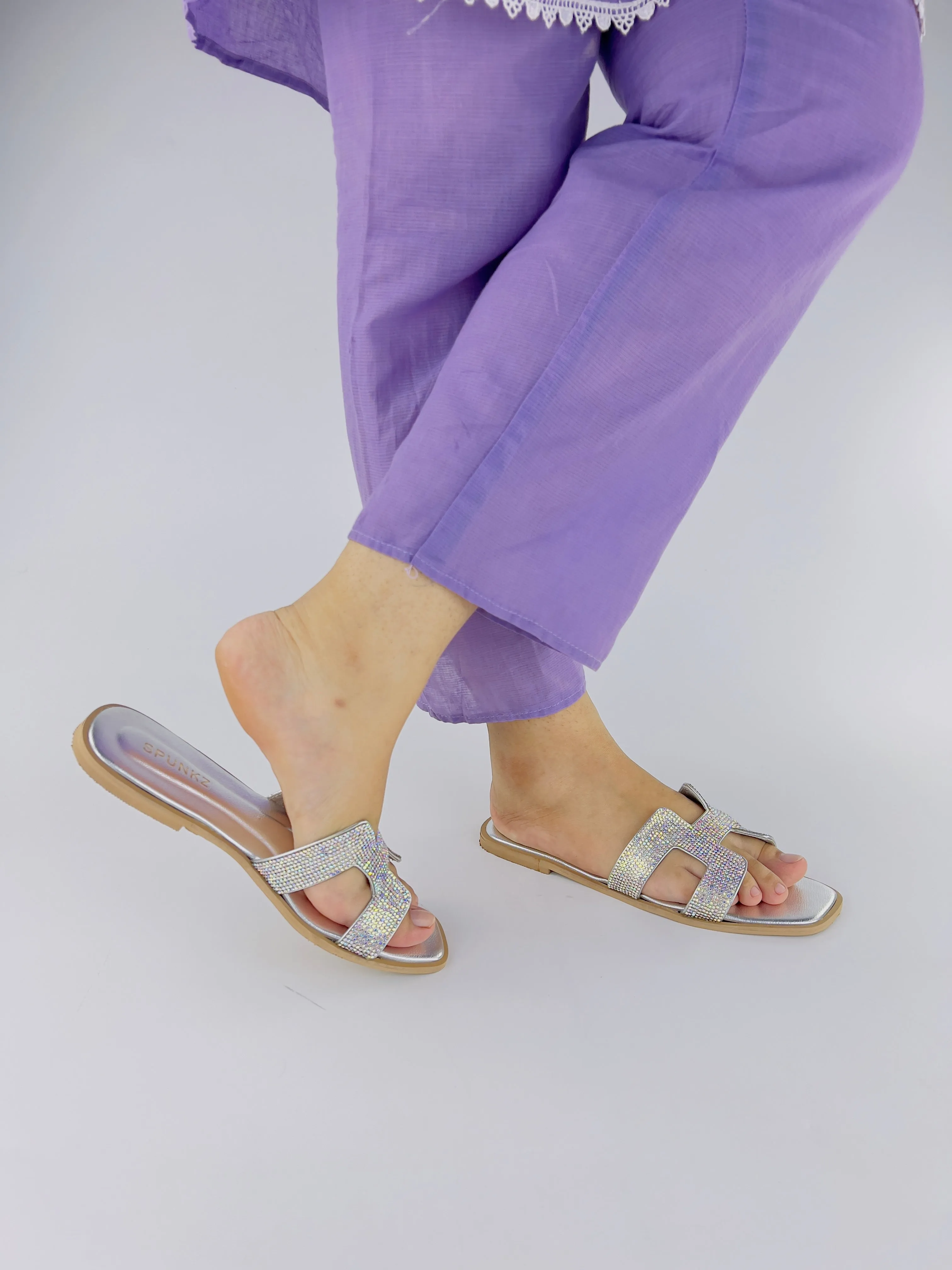 Spunkz Oran Silver Crystal Sandals