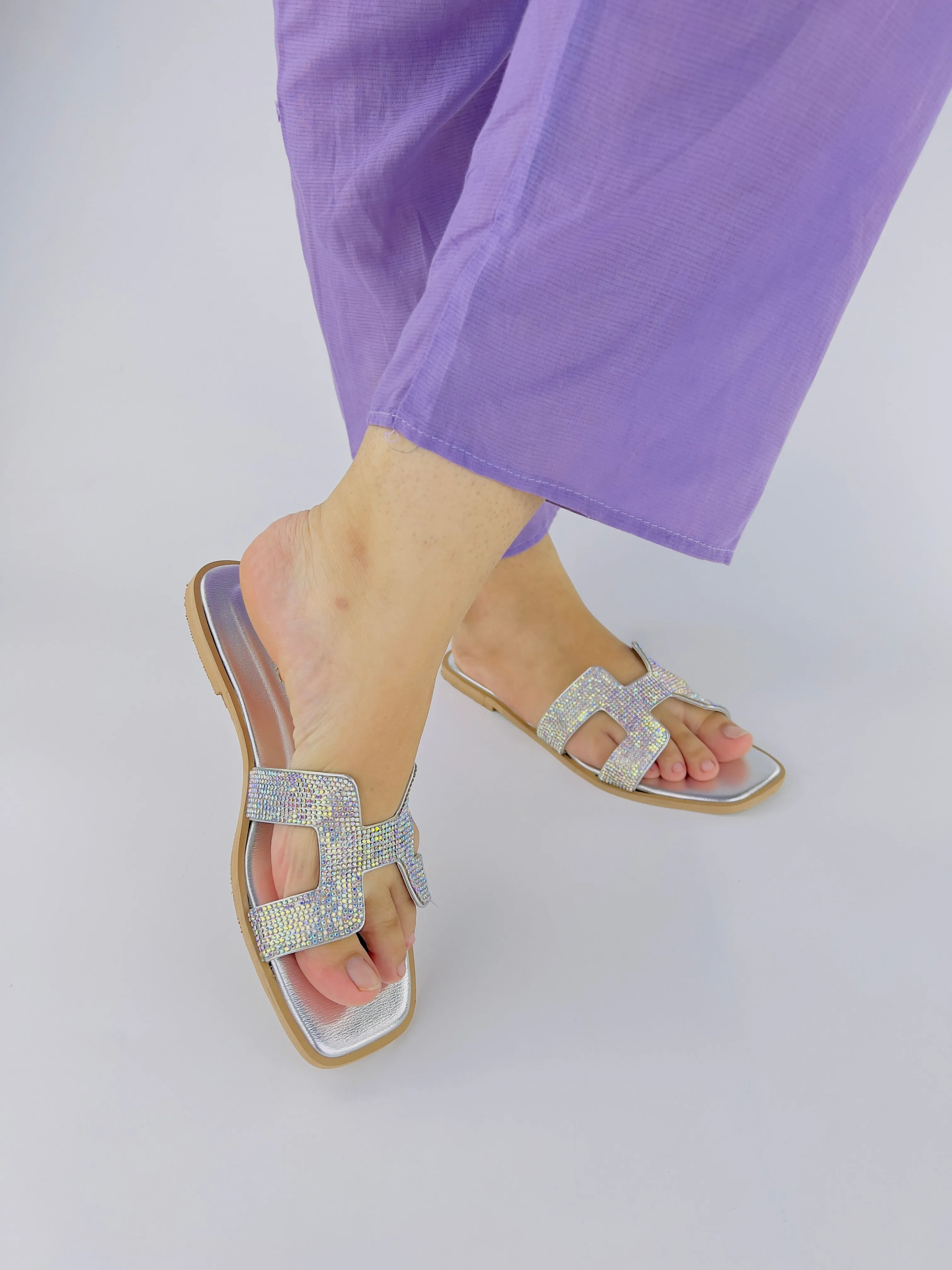 Spunkz Oran Silver Crystal Sandals