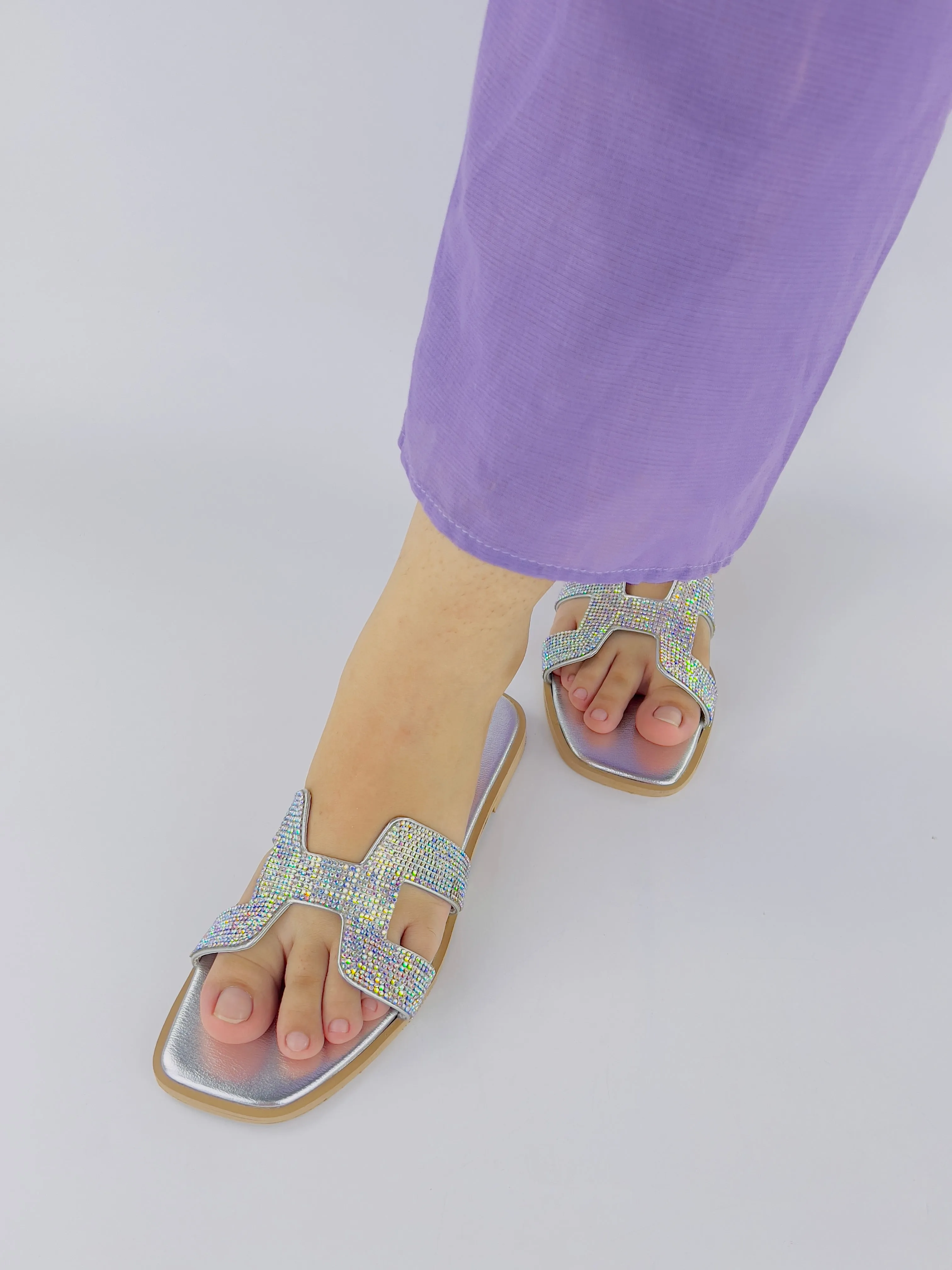 Spunkz Oran Silver Crystal Sandals