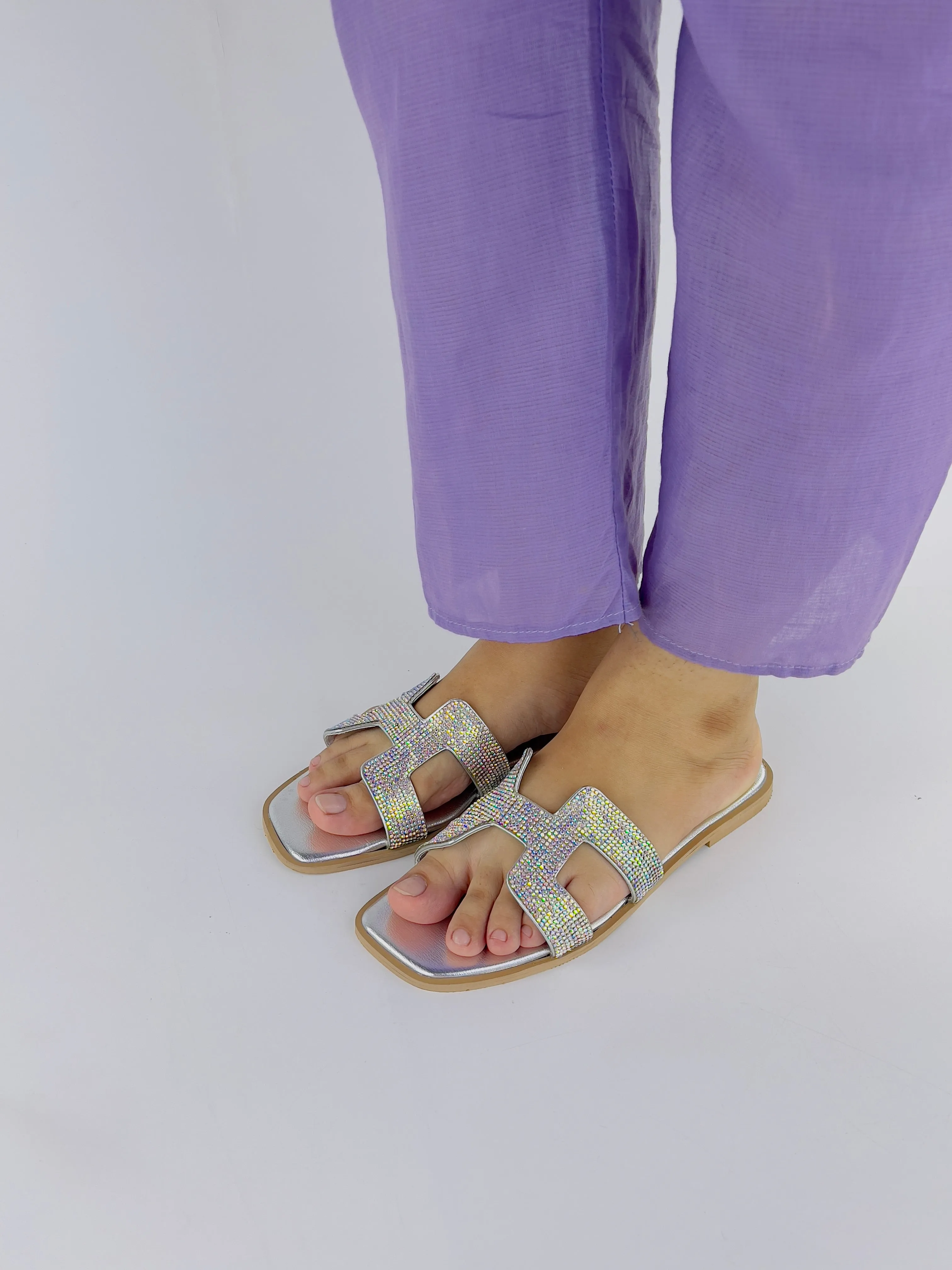 Spunkz Oran Silver Crystal Sandals