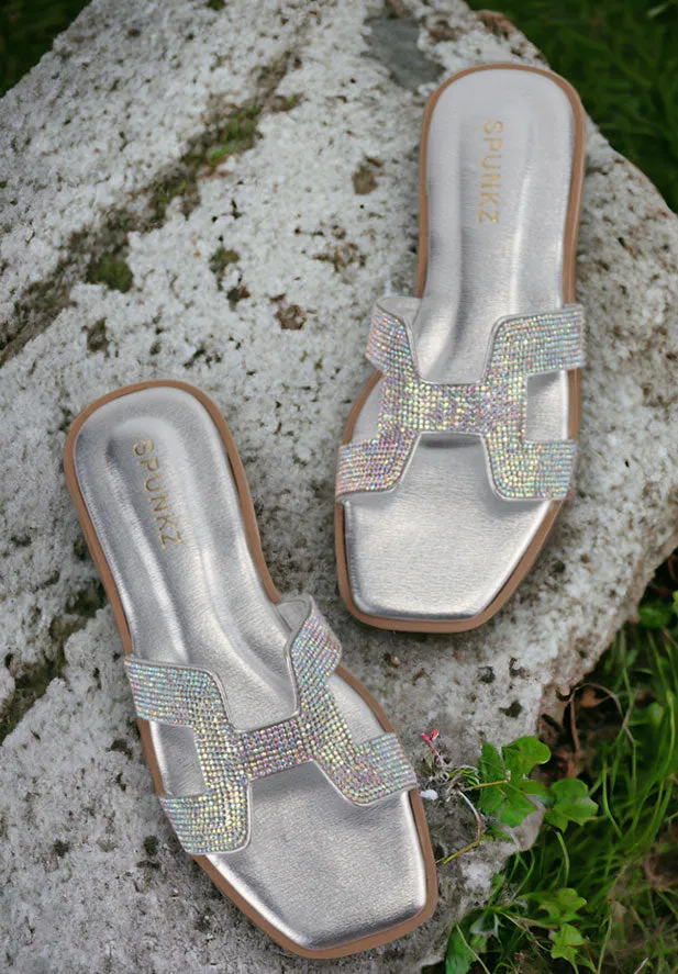 Spunkz Oran Silver Crystal Sandals