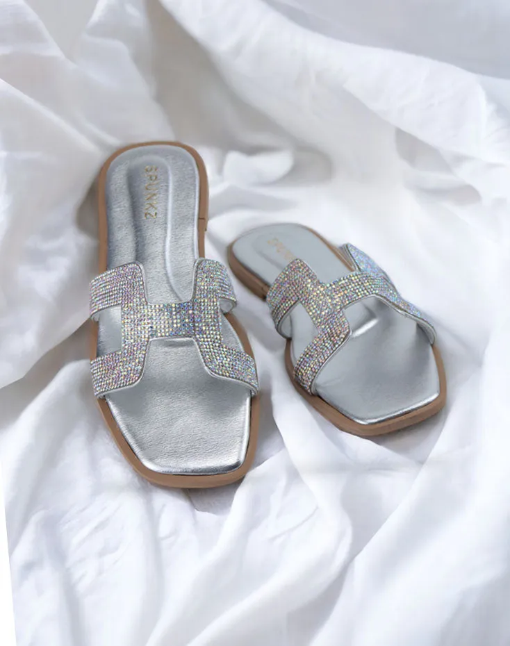 Spunkz Oran Silver Crystal Sandals