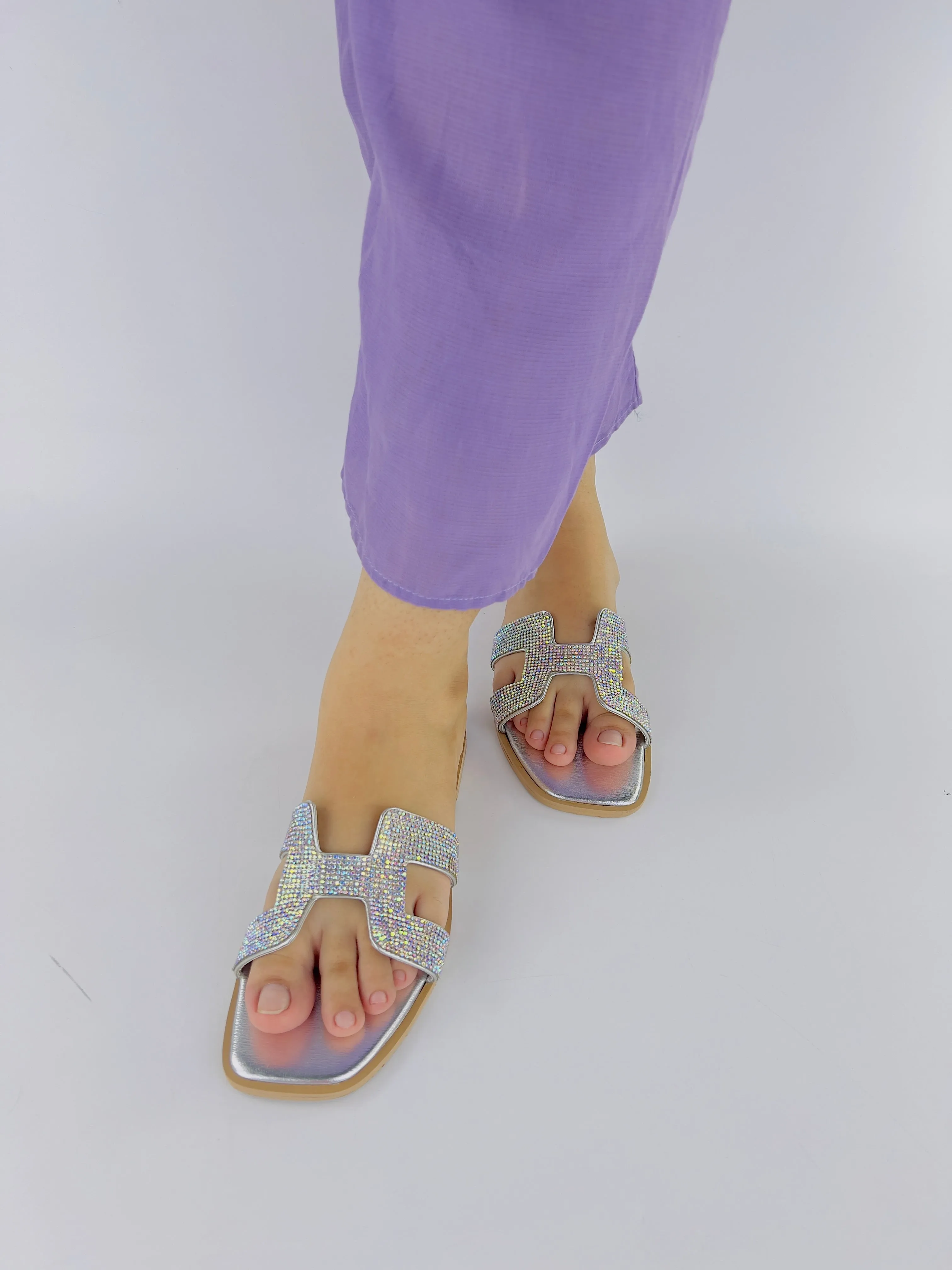 Spunkz Oran Silver Crystal Sandals