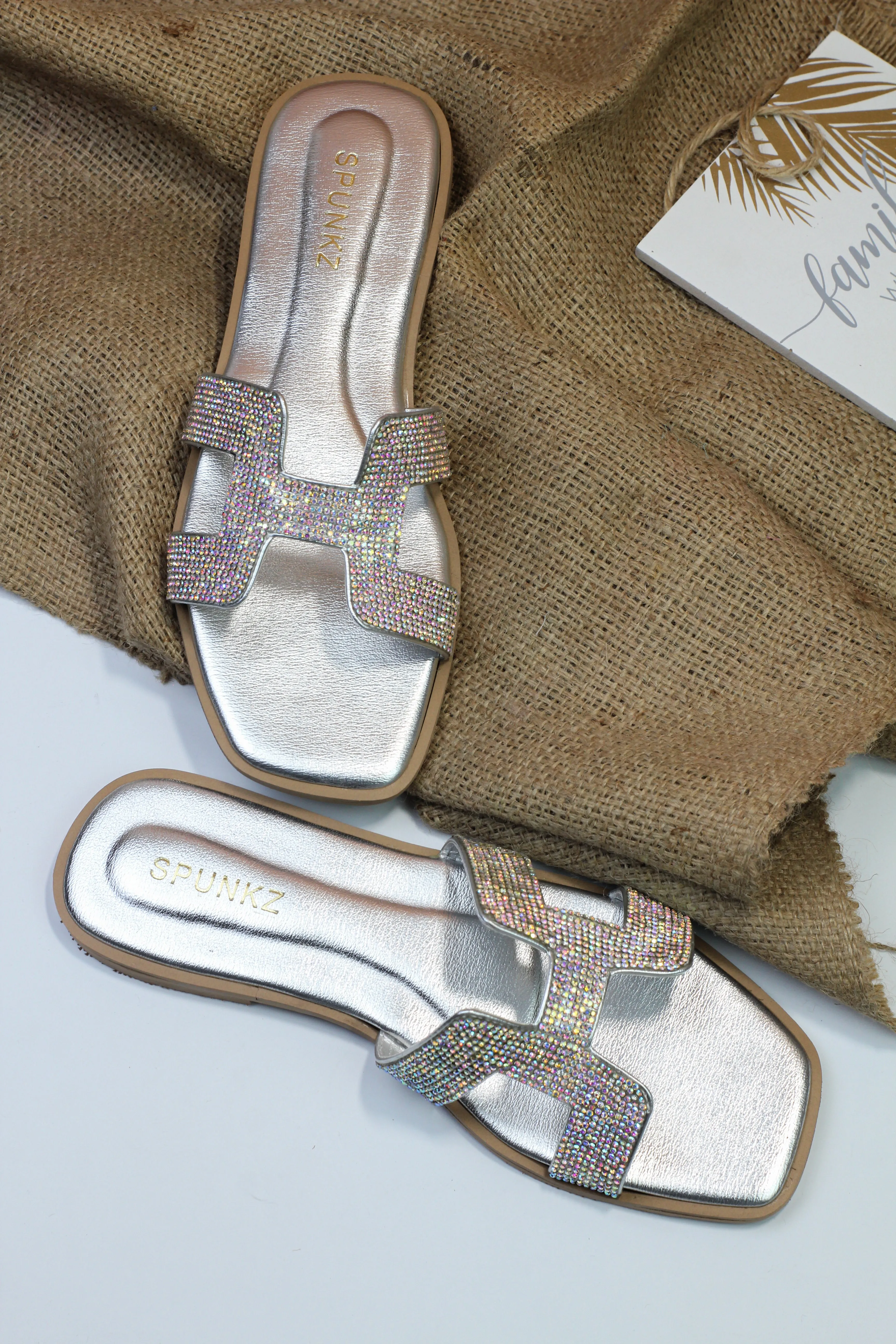 Spunkz Oran Silver Crystal Sandals