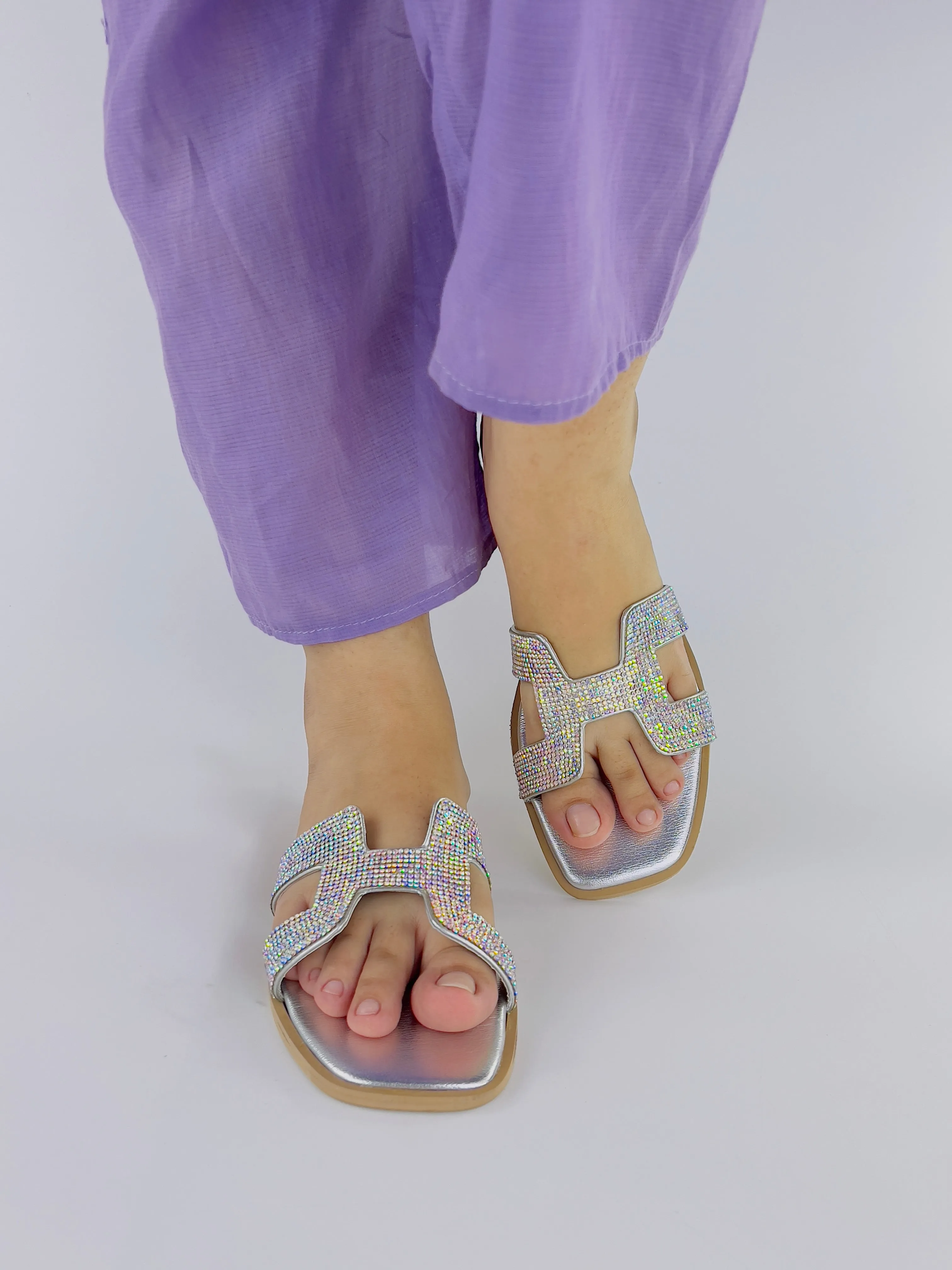 Spunkz Oran Silver Crystal Sandals